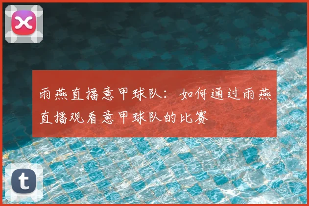雨燕直播意甲球队：如何通过雨燕直播观看意甲球队的比赛